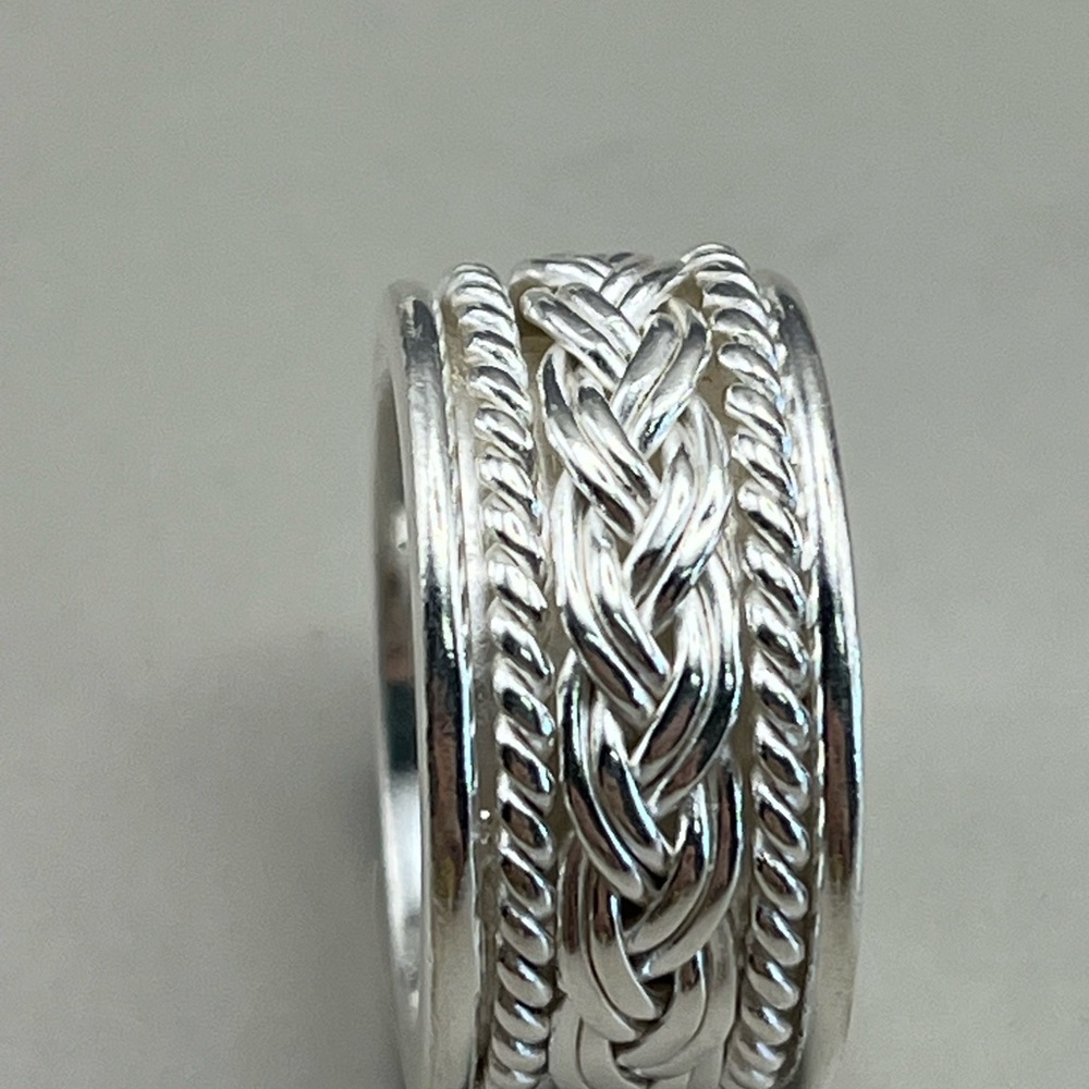 Sterling Silver Braided Band Spinner Ring - Picture 3 of 4